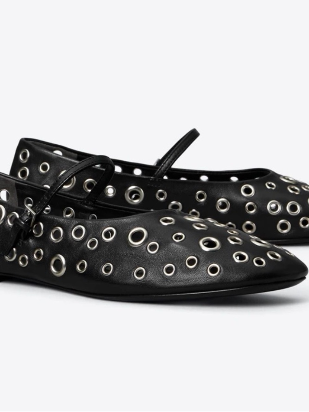 New Tory Burch Black Grommet Mary Jane Flat - Size 8 Retails $350 - Picture 4 of 6